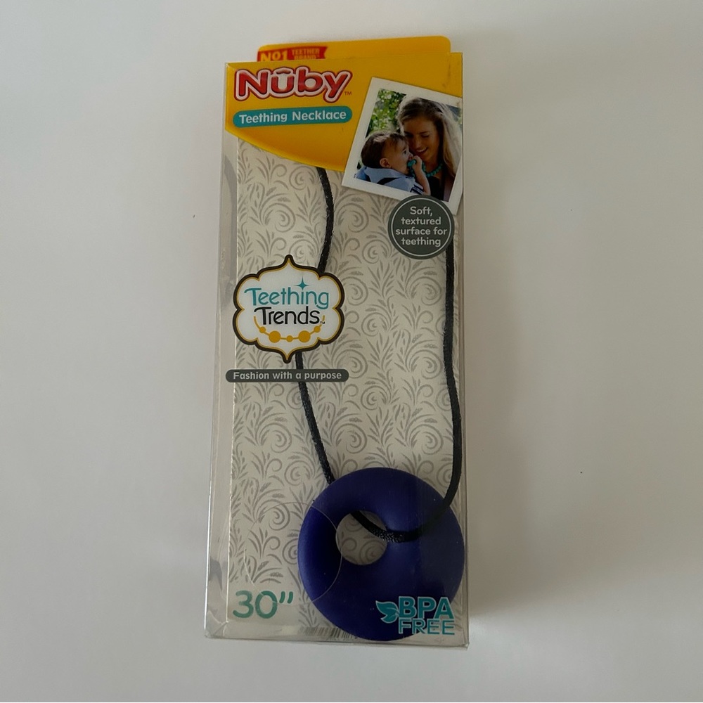 Mom's Teether Necklace for Baby to play with Round Pendant Soft SiliconeBPA Free
